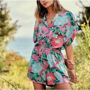 Jen's Pirate Booty Floral Jumpsuit in Pink and Green